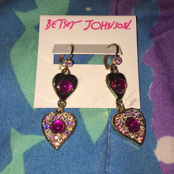 Betsey Johnson Jewelry - Betsey johnson heart dangle earrings